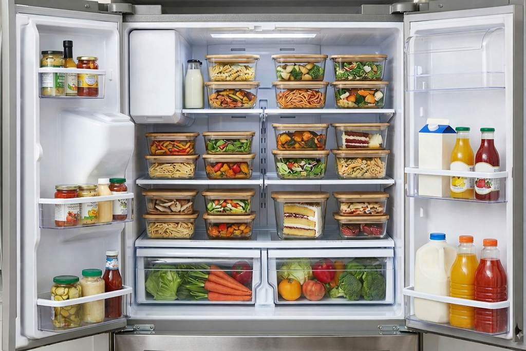 Eco-friendly glass containers with bamboo lids—microwave & fridge safe.