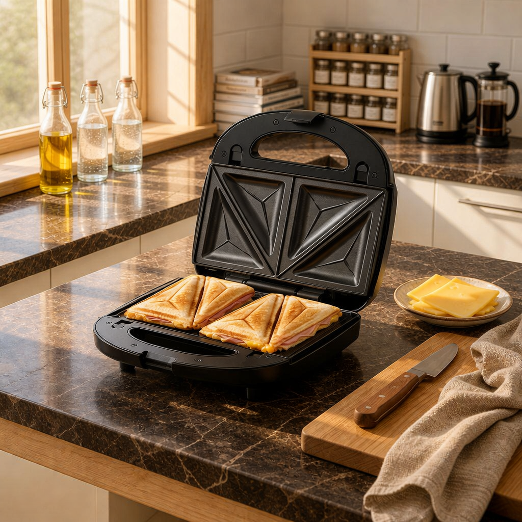 Double-Sided Heating Sandwich Maker with Removable Non-Stick Plates