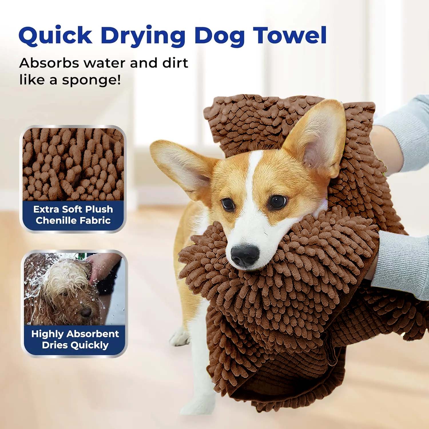 Quick-Drying Dog Towel with Hand Pockets