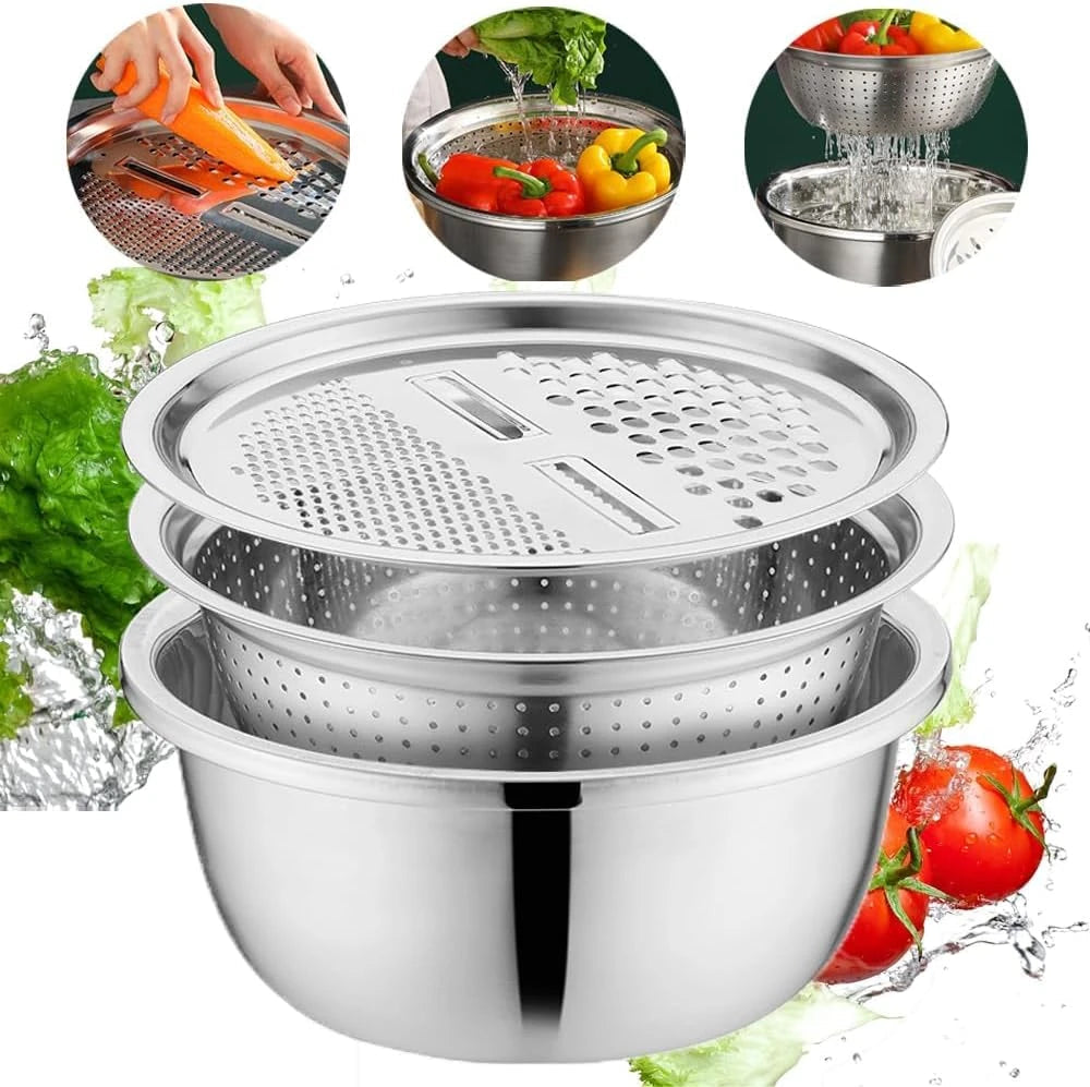 3-in-1 Grater, Colander & Mixing Bowl